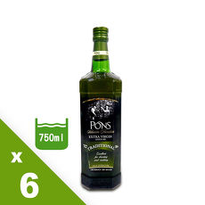 【PONS】西班牙原裝進口特級處女果香橄欖油750ML/瓶x6