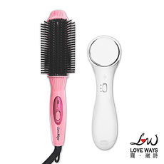 熱銷【Love ways羅崴詩】八排式電熱造型梳+隨身微震舒顏儀