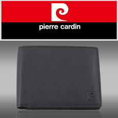 【pierre cardin皮爾卡登】時尚素面極簡風短皮夾黑色-P12011