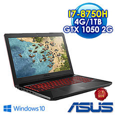 【送4G+RAZER】ASUS 華碩 TUF Gaming FX504GD-0181D8750H 15吋高速電競筆電 隕石黑 (i7-8750H / 2666 4G / 1TB 7200RPM/GTX 1050 2GB