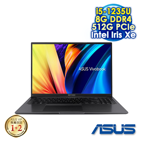 ASUS Vivobook 16 X1605ZA-0031K1235U 搖滾黑 (16" FHD IPS/Intel i5-1235U/8G DDR4/512G PCIE SSD/WIN 11)