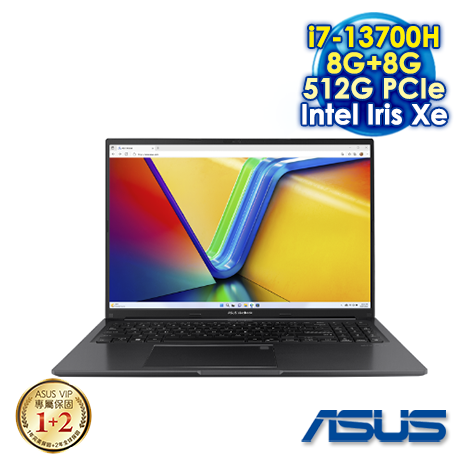 【記憶體升級特仕版】ASUS Vivobook 16 X1605VA-0041K13700H 搖滾黑 (16" WUXGA IPS/Intel i7-13700H/8G+8G DDR4/512G PCIE SSD/WIN 11)