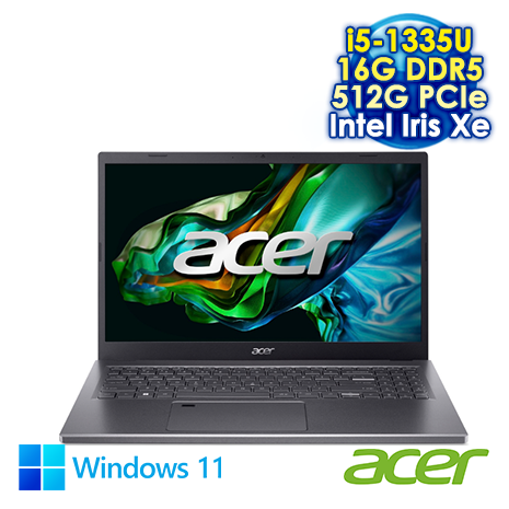 ACER Aspire 5 A515-58M-50Z1 灰 15.6吋筆電 (FHD IPS/Intel i5-1335U/16G DDR5/512G PCIE SSD/WIN 11)