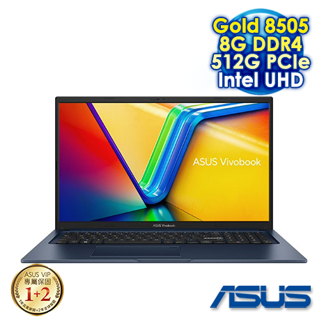 【線材禮包大放送】ASUS Vivobook 17 X1704ZA-0021B8505 午夜藍 17.3吋筆電 (FHD IPS/Intel Pentium Gold 8505/8G DDR4/512G PCIE SSD/WIN 11)