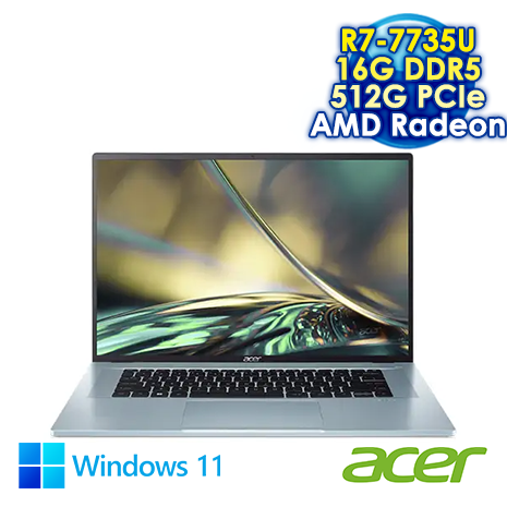ACER Swift Edge SFE16-42-R260 極光銀 16吋輕薄筆電 (WQUXGA OLED/AMD R7-7735U/16G DDR5/512G PCIE SSD/WIN 11)