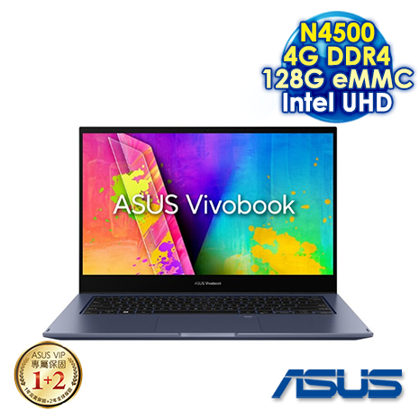 ASUS Vivobook Go 14 Flip TP1401KA-0072BN4500 午夜藍 14吋翻轉觸控筆電 (FHD IPS/Intel N4500/4G DDR4/128G EMMC/WIN 11 S)