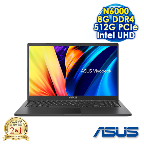 ASUS Vivobook 15 X1500KA-0391KN6000 搖滾黑 15.6吋筆電 (FHD/Intel N6000/8G DDR4/512G PCIE SSD/WIN 11)