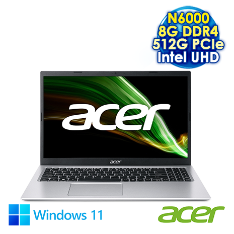 ACER Aspire 3 A315-35-P4CG 銀 15.6吋筆電 (FHD/Intel N6000/8G DDR4/512G PCIE SSD/WIN 11)