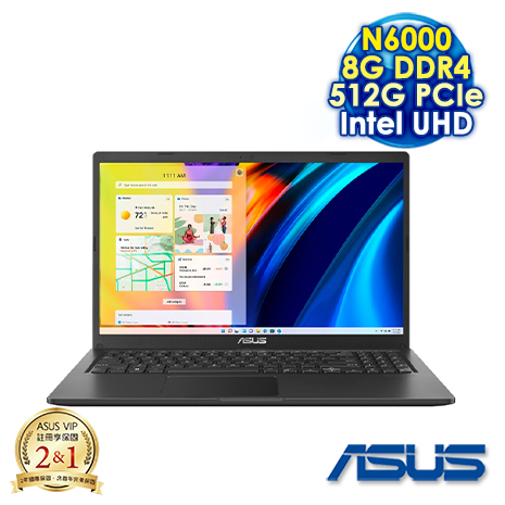 ASUS Vivobook 15 X1500KA-0441KN6000 搖滾黑 15.6吋筆電 (FHD/Intel N6000/8G DDR4/512G PCIE SSD/WIN 11)
