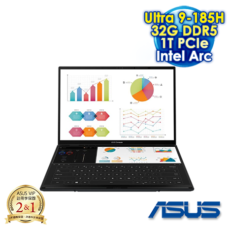 ASUS Zenbook Duo OLED UX8406MA-0022I185H 14吋AI&Evo觸控筆電 (FHD OLED/Intel Ultra 9-185H/32G DDR5/1T PCIE SSD/WIN 11)