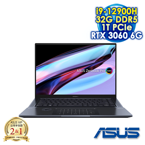 ASUS Zenbook Pro 16X OLED UX7602ZM-0053K12900H 科技黑 16吋觸控筆電 (4K OLED/Intel i9-12900H/32G DDR5/1T PCIE SSD/NVIDIA RTX 3060 6G/WIN 11)