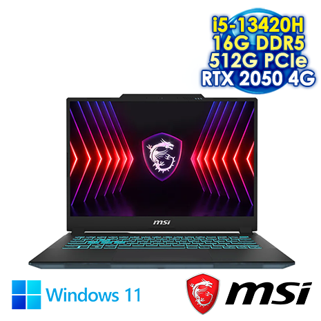 MSI Cyborg 14 A13UCX-027TW 黑 14吋電競筆電 (FHD 144Hz/Intel i5-13420H/16G DDR5/512G PCIE SSD/NVIDIA RTX 2050 4G/WIN 11)