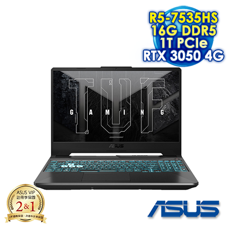 【雷蛇電競好禮送】ASUS TUF Gaming A15 FA506NC-0042B7535HS 石墨黑 15.6電競筆電 (FHD IPS 144Hz/AMD R5-7535HS/16G DDR5/1T PCIE SSD/NVIDIA RTX 3050 4G/WIN 11)