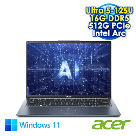 ACER Swift Go 14 SFG14-73-55CK 藍 14吋AI&Evo筆電 (2.8K OLED/Intel Ultra 5-125H/16G DDR5/512G PCIE SSD/WI