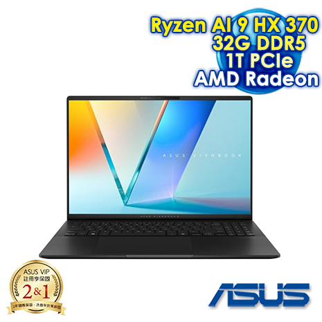 ASUS Vivobook S 16 OLED M5606WA-0038KHX370 極致黑 16吋AI筆電 (3.2K OLED 120Hz/Ryzen AI 9 HX 370/32G DDR5/1T SSD/WIN 11)