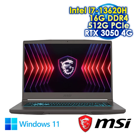 MSI THIN15-B13UC-1418TW 灰 15.6吋電競筆電 (FHD IPS 144Hz/Intel i7-13620H/16G DDR4/512G PCIE SSD/RTX 3050 4