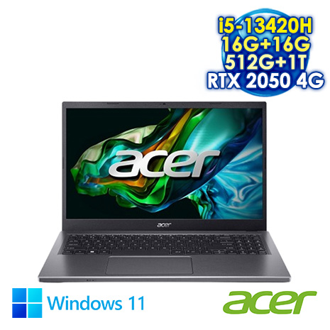 ACER Aspire 5 A515-58GM-59KT 灰 15.6吋筆電 (FHD IPS/Intel i5-13420H/16G+16G DDR4/512G+1T PCIE SSD/WIN 11)【全面升級特仕版】