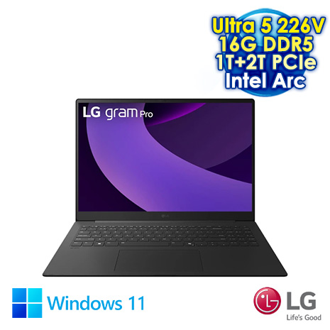 【AI新紀元M365大方送】LG gram 16Z90TS-G.AS59C2 太空灰 16吋AI筆電 (WQXGA IPS/Intel Ultra 5 226V/16G DDR5/1TB+2TB PCIE SSD/WIN 11)【硬碟升級特仕版】