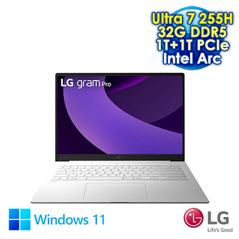 【AI新紀元M365大方送】LG gram 16Z90TP 16吋AI筆電 (WQXGA+ OLED/Intel Ultra 7-255H/32G DDR5/1TB+1TB PCIE SSD/WIN 11)【硬碟升級特仕版】純淨白