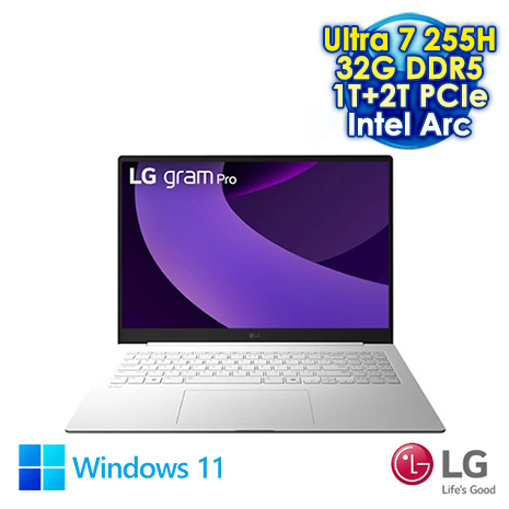 【AI新紀元M365大方送】LG gram 16Z90TP 16吋AI筆電 (WQXGA+ OLED/Intel Ultra 7-255H/32G DDR5/1TB+2TB PCIE SSD/WIN 11)【硬碟升級特仕版】純淨白