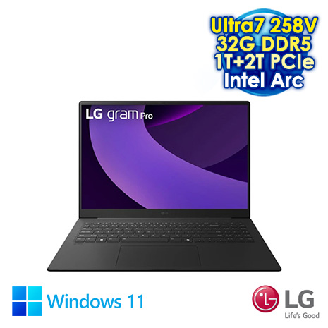 【AI新紀元M365大方送】LG gram 16Z90TS-G.AU89C2 太空灰 16吋AI筆電 (WQXGA IPS/Intel Ultra7 258V/32G DDR5/1TB+2T PCIE SSD/WIN 11)【硬碟升級特仕版】