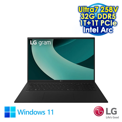 【AI新紀元M365大方送】LG gram 17Z90TL-G.AU88C2 曜石黑 17吋AI筆電 (WQXGA IPS/Intel Ultra7 258V/32G DDR5/1TB+1T PCIE SSD/WIN 11)【硬碟升級特仕版】