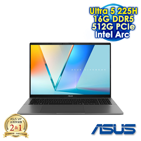 Vivobook S14 S3407CA-0062G225H 夜幕灰 14吋AI筆電 (WUXGA IPS/Intel Ultra 5-225H/16G DDR5/512G PCIE SSD/WIN 11)
