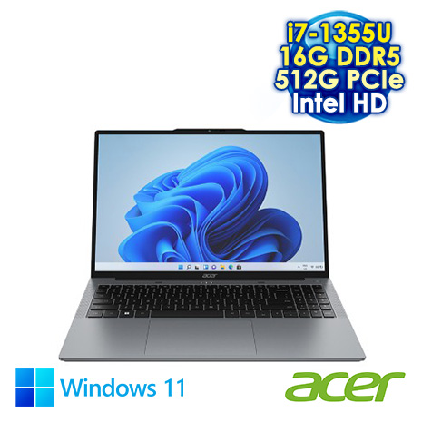 ACER Aspire Lite 16 AL16-52P-71Z7 銀 16吋筆電 (WUXGA IPS/Intel i7-1355U/16G DDR5/512G SSD/WIN 11P)