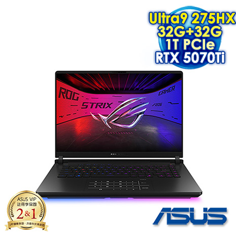ASUS ROG Strix SCAR G16 G635LR-0031A275HX-NBLM 闇夜黑 16吋電競筆電 (2.5K Mini LED 240Hz/Ultra 9 275HX/32G+32