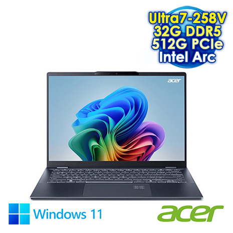 ACER Swift SF14-51-7219 藍 14吋AI筆電 (2.8K OLED/Ultra7-258V/32G DDR5/512G PCIE SSD/WIN 11)【AI新紀元M365大方送】