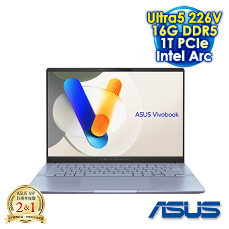 ASUS Vivobook S14 OLED S5406SA-0068B226V 迷霧藍 14吋AI輕薄筆電 (WUXGA OLED/Intel Ultra5 226V/16G DDR5/1T SSD/WIN 11)【硬碟升級特仕版】