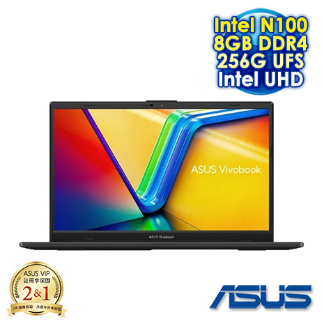 ASUS Vivobook Go 14 E1404GA-0061KN100 混成黑 14吋效能筆電 (FHD/Intel N100/8G DDR4/256G UFS/WIN 11)