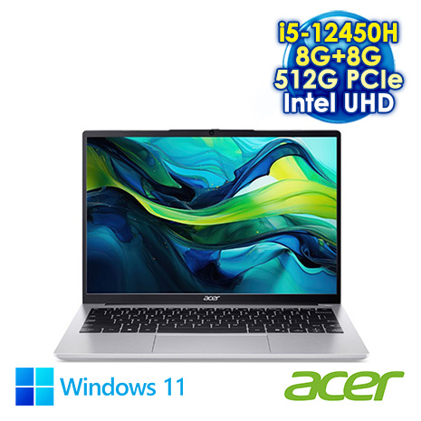ACER Aspire Lite 14 AL14-71M-56E0 銀 14吋筆電 (WUXGA IPS/Intel i5-12450H/8G+8G DDR5/512G SSD/WIN 11)【記憶體升級特仕版】