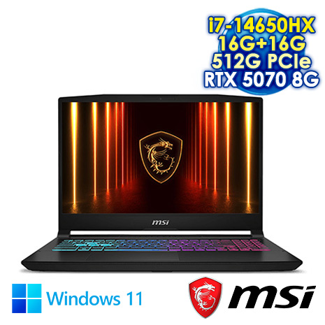 MSI Katana 15 HX B14WGK-059TW 黑 15.6吋電競筆電 (QHD IPS 165Hz/Intel i7-14650HX/16G+16G DDR5/512G PCIE SSD