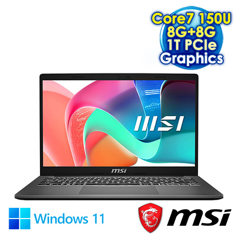 MSI Modern 13 F1MG-001TW 灰 13.3吋商用筆電 (FHD IPS/Intel Core 7 150U/8G+8G DDR4/1T PCIE SSD/WIN 11)