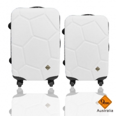 【Gate9】 經典世紀足球系列ABS輕硬殼行李箱/旅行箱/登機箱兩件組(24+28吋)經典白