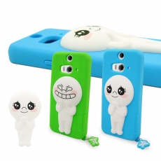 LINE原廠- HTC Butterfly 2 專用 Moon饅頭人 矽膠保護殼藍