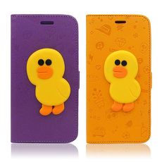 LINE原廠-Samsung Galaxy Note4 莎莉磁吸公仔立架側掀皮套