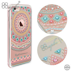 apbs iPhone6s/6 & 6s Plus/6 Plus 施華彩鑽鋁合金屬框手機殼-玫瑰金蘋果圖騰i6s Plus/i6 Plus 5.5