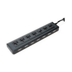 【FU】7埠附變壓器 獨立開關USB2.0 HUB分享器(AJ1052)