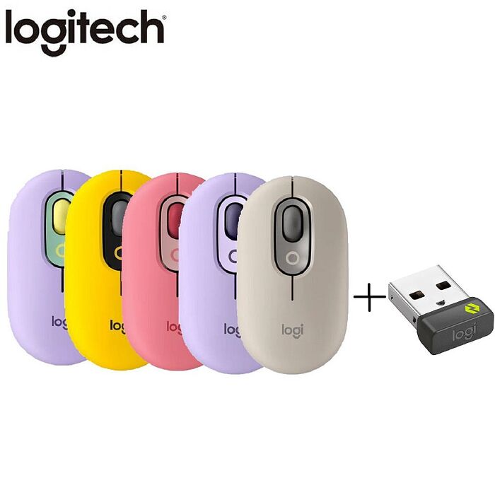 Logitech 羅技 POP MOUSE 無線藍牙滑鼠+BOLT接收器星幕紫+BOLT接收器