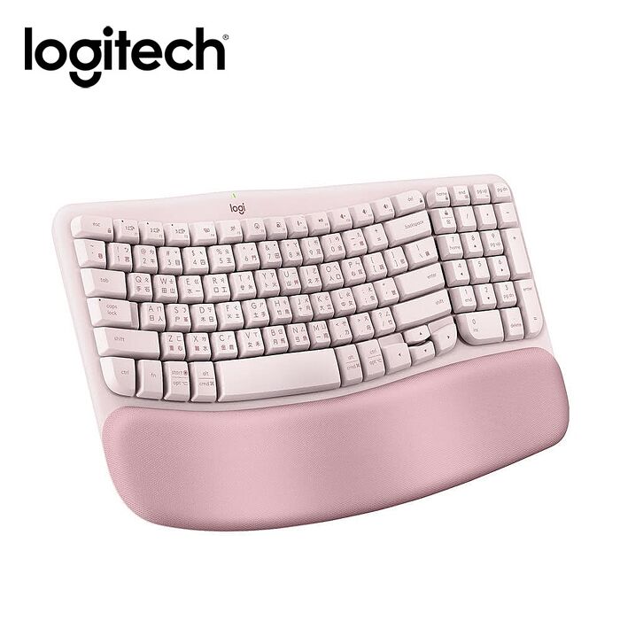 Logitech 羅技 Wave Keys 人體工學無線鍵盤 玫瑰粉