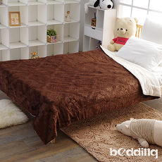 BEDDING-頂級雙面絨舒柔日式雕花毯被-太妃咖