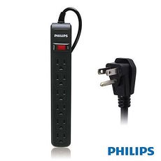 PHILIPS SPB1561BA 一開六插延長線 1.8M 黑色