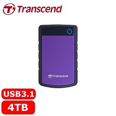 Transcend創見 StoreJet 25H3 4TB 2.5吋 軍規防震防摔硬碟 紫