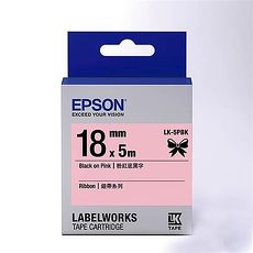 EPSON LK-5PBK S655421標籤帶(緞帶)粉紅底黑字18mm
