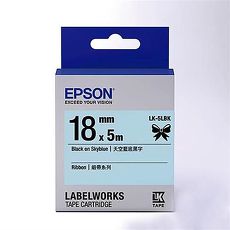 EPSON LK-5LBK S655422標籤帶(緞帶) 天空藍底黑字18mm