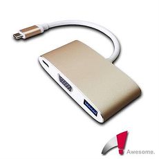 Awesome USB 3.1 TypeC to VGA/TypeC/USB3.0轉接盒-A00250001