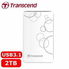 Transcend創見 StoreJet 25A3 2TB 2.5吋 行動硬碟 白