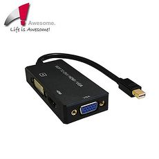 Awesome 4K Mini DP to DVI/HDMI/VGA三合一轉接器-AWD-CB-MDP001